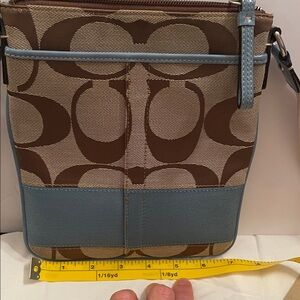 Coach Tan and Blue Messenger Crossbody Bag